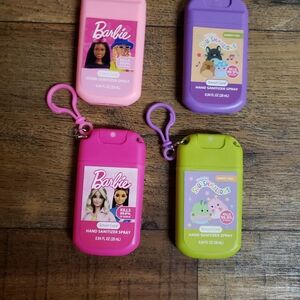 Set Of 4 Barbie and Squishmallows Mushy Hand Sanitizer Spray Set